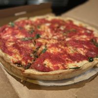 Vegan deep dish traditional pizza with spinach 😋  at Kitchen 17 in Chicago