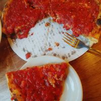 Deep dish pizza ( no animals exploited) at Kitchen 17 in Chicago