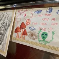 Customer placemat art work at Caffe at Amy's in Buffalo