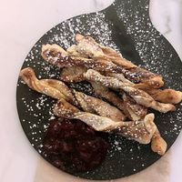 "Choco fingers" with red fruit coulis at La Pizza de Nico in Paris