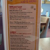 Kids menu (no vegan options) at The Topiary Restaurant in Carlisle