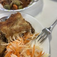 Migas y lasaña  at El Rincón De Flor in Malaga