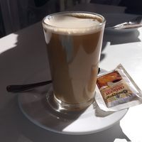 Café solo with soy milk at El Rincón De Flor in Malaga