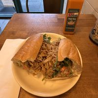 Shredded tofu bahn me w Thai tea  at Sen Saigon in New York City