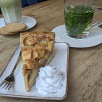 Dutch apple cake with a little whipped cream at avant garden in Maastricht