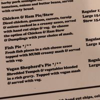 Menu at MUMS Great Comfort Food in Edinburgh