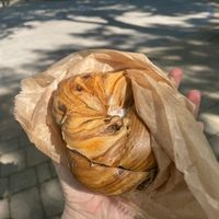 Cinnamon bagel with cinnamon walnut tofu cream cheese  at Liberty Bagels - Wall Street in New York City