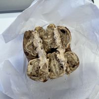 Cinnamon raisin bagel w tofu cinnamon raisin cream cheese  at Liberty Bagels - Wall Street in New York City