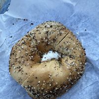 Toasted everything with tofu plain  at Liberty Bagels - Wall Street in New York City