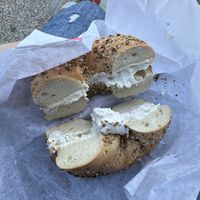 Toasted everything with tofu plain  at Liberty Bagels - Wall Street in New York City