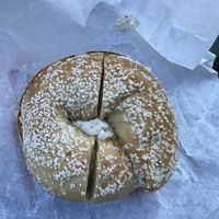 Toasted salt with tofu scallion  at Liberty Bagels - Wall Street in New York City