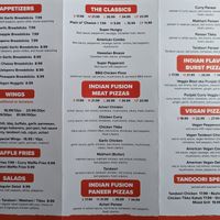 menu at Fusion Curry Pizza in Portland