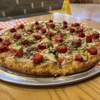 Vegan Tandoori Chicken Pizza  at Fusion Curry Pizza in Portland