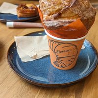Cruffin with cherry compote at Florence's in Hythe