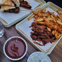 Mixed grill (taken part way through!) Came with two sauces at Handwich in Athens