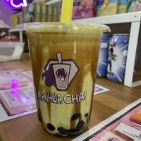 Brown sugar matcha latte with oat milk   at Manhua Cha in Newcastle Upon Tyne