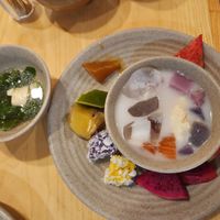 Soup and delisssss desserts at Homie Vegan in Hanoi