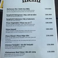 Menu (the pizza is not vegan)  at Ann Seafood in Phu Quoc