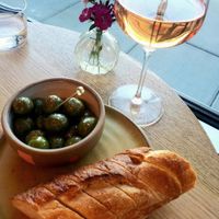 HH vegan offerings. Confirmed the baguette is vegan and the marinated olives were fantastic. at Franquette in West Sacramento