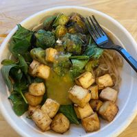 How the bowl came. Tofu, Brussels sprouts, & spinach are visible at Bolay Fresh Bold Kitchen - Gainesville University in Gainesville