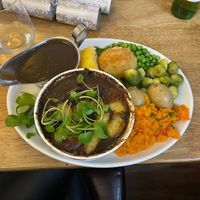 Vegan pepper pot christmas dinner at Little Crown Inn in Pontypool