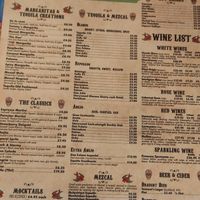 Menu at Mariachi Restaurant in Edinburgh