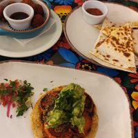 Vegetarian quesadillas and vegan croquettas and other small dish at Mariachi Restaurant in Edinburgh