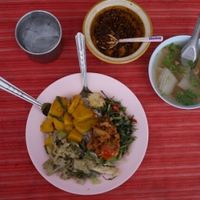 Delicious, diverse rice plate with lots of veggies AND soup AND salad (not pictured here) at Chuan Siang in Chiang Mai