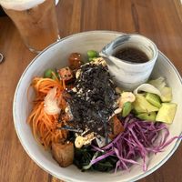 tofu poke bowl and tamarind iced tea  at Nourish - Uluwatu in Pecatu