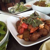 Selection of delicious headcourse and some sidedishes at Leaf Vegetarian in Rotterdam