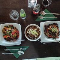 Soya ribs and vegan bacon. at Leaf Vegetarian in Rotterdam