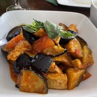Aubergine in spicy „seafood“ sauce  at Leaf Vegetarian in Rotterdam