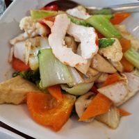 Mixed vegetables with tofu in traditional sauce at Leaf Vegetarian in Rotterdam