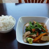 Rice with veggies and shrimp at Leaf Vegetarian in Rotterdam