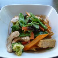 Shrimps with veggies at Leaf Vegetarian in Rotterdam