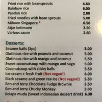 Menu at Leaf Vegetarian in Rotterdam