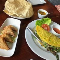 Sesame toast, Vietnamese pancake (2 of my favs) and papadum at Leaf Vegetarian in Rotterdam
