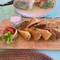 Massaman spring rolls  at Pak Pak Vegan Food in Trat