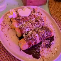 Banana and chocolate spring rolls at Pak Pak Vegan Food in Trat