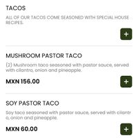 Taco menu 1  at Alguito Vegano in Mexico City