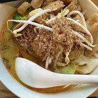 Laksa with soy pieces  at September Vegan Food in Wellington