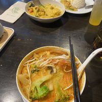 Tom yum and peanut chicken  at September Vegan Food in Wellington
