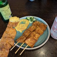 Chicken satay skewers at September Vegan Food in Wellington