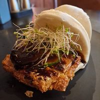 Vegan 'roast duck' bao bun at September Vegan Food in Wellington