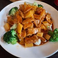 Curry noodle soya and potatoes curry  at September Vegan Food in Wellington