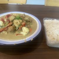 Satay chicken with rice *requested take away container after work trip  at Infusion Asian Eatery in Seaton