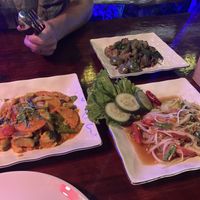 Penang curry, eggplant and tofu curry, and papaya salad   at Extra Time Sports Bar & Restaurant  in Koh Yao Noi