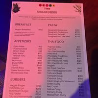 Vegan menu   at Extra Time Sports Bar & Restaurant  in Koh Yao Noi