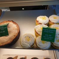 Large Black currant tart and Vegan lemon cupcakes. at Brutons The Bakers - Clare Rd in Cardiff