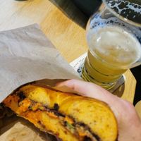 Vegan Demon bagel (with a craft beer next door at my favourite tap room) at Gevrek Bagels Sofia in Sofia